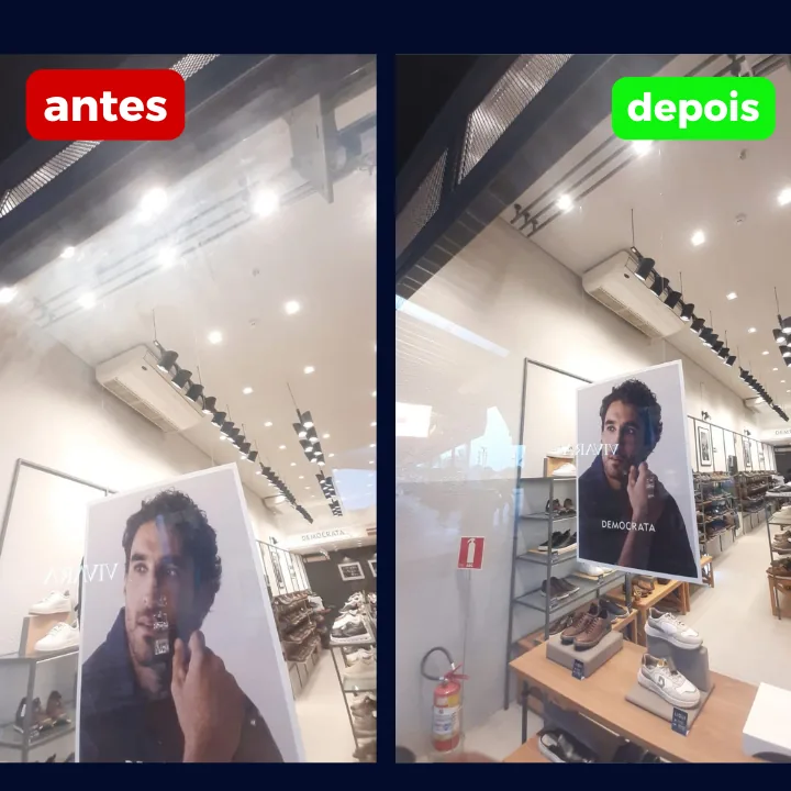 Vitrine de shopping antes e depois