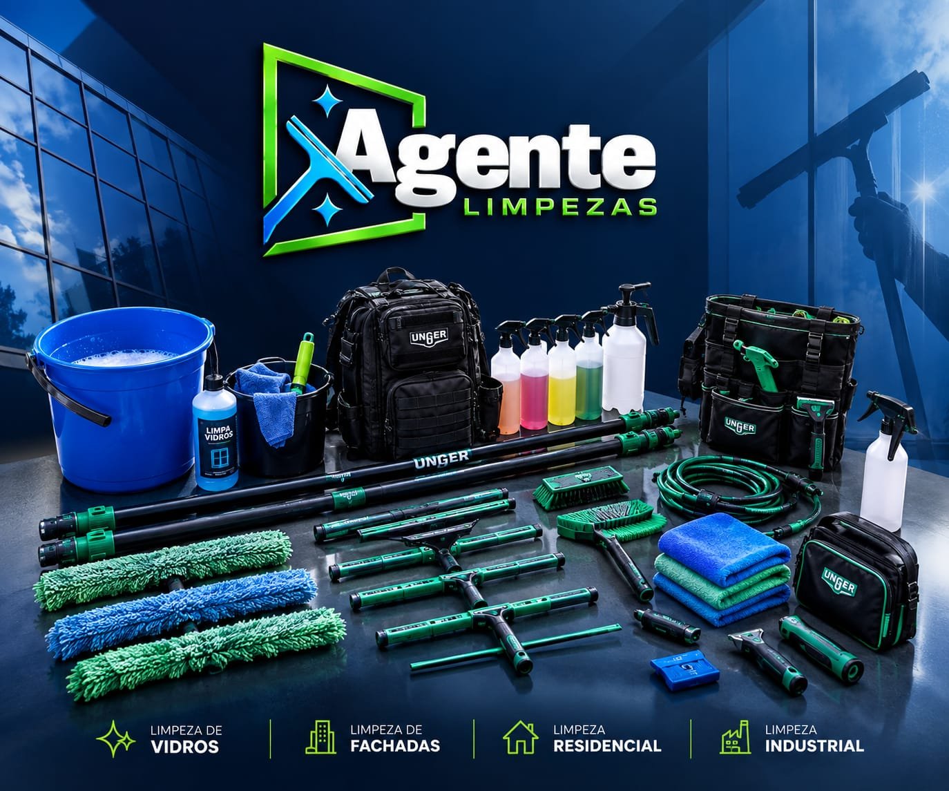 Kit profissional de limpeza de vidros